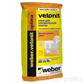 Клей плиточный для внутренних работ в помещении  WEBER VETONIT OPTIMA (25кг)